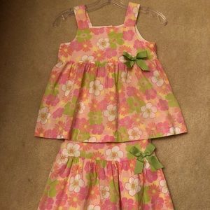 Rags Land Boutique Girls Floral Top/Skirt Sz 10/12